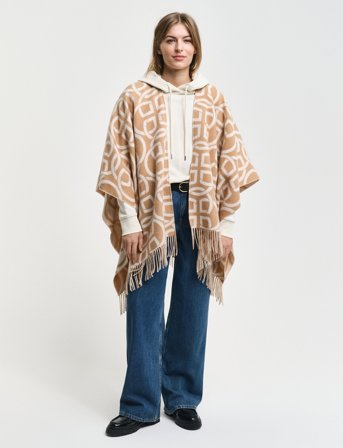 GANT G Pattern Wool Poncho - Beige - ONE SIZE