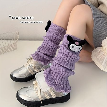 Sanrio 1 Par Børnesokker Forår & Efterår Midt-læg til Kuromi, Storørehund