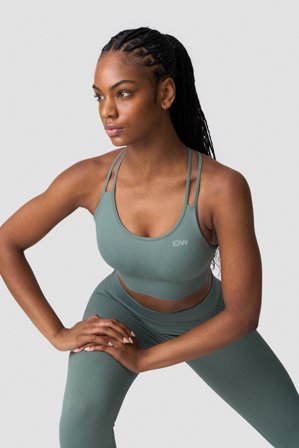 ICANIWILL - Ribbed Define Seamless Sports Bra Racing Green - Dame - ICIW