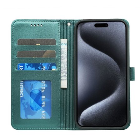 Fodral för iPhone iPhone 16E grön PU Läder Liten Rund Knapp Fotoram Magnetisk