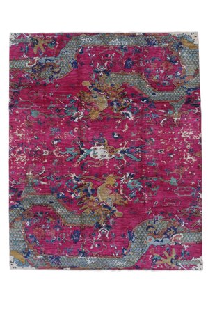 Handgeknüpft Contemporary Design 253X309 Wollteppich Dunkelrot/Schwarz Groß