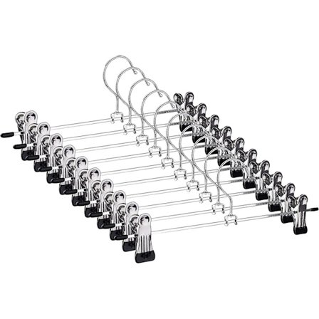 Liukumattomat housujen pidikehenkarit, metalliset housuhenkarit säädettävillä klipseillä, housuhenkarit hameille, housuille, farkuille 30 cm (10 kpl)