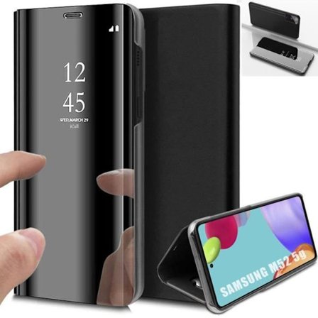 Skyddsfodral till Samsung M52 5G - PROSHOP - Svart - Spegeleffekt - Anti-Shock - Genomskinligt fönster