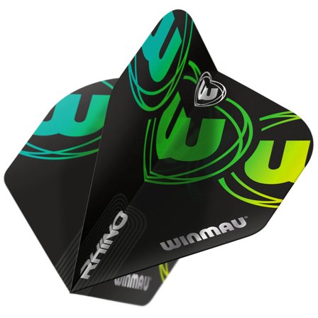 Ailettes de fléchettes Winmau Rhino noir et vert | Winmau.com