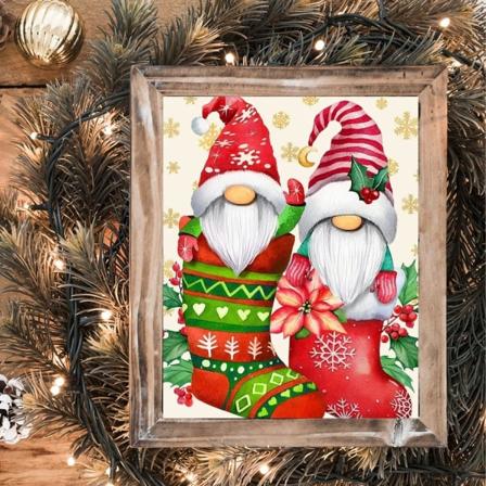 30 x 40 cm, Diamantmålning Kit Tomte Diamantmålning Broderi