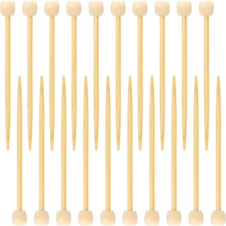 20 Stykker Heklemerker i Bambus Glatte Enkeltspissede Strikkepinner 2,75 Tommer Mini Bambuspinner Strikketilbehør for Nybegynnere DIY Håndverk M