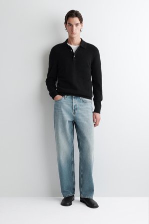 COS Men's Seamless Cashmere Polo Shirt in Black