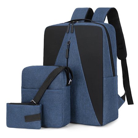 Computertaske tredelt stor kapacitet rygsæk til gymnasieelever blå