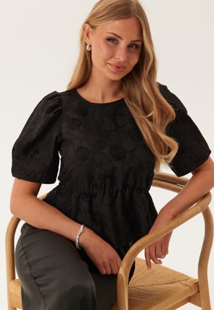 Object Collectors Item Objgigi 3/4 RE O-NECK TOP RE O Black Vaatteet