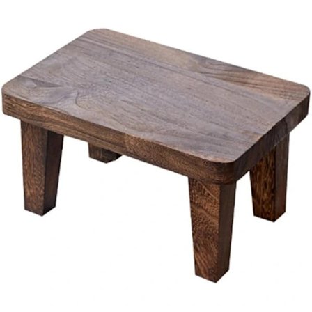 Fotpall i massivt trä - Multifunktionell pall för soffbord, skor, skötbord - Bärbar låg bänk (K-form)