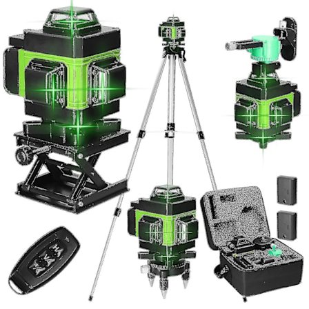 Multifunktionel 4D 16-Linjers Laserniveau 3 Selvjusterende Maskine USB Genopladeligt Lithium Batteri Nivelleringsværktøj Med 1,5m 3-Højde Justerbar 