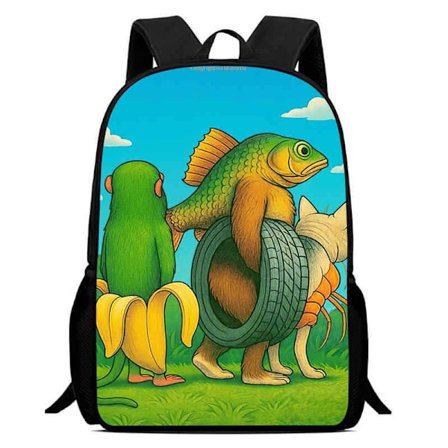 Trykt brainrot studentsekk tegneserie Shanhaijing strekmann sekk lettvekt