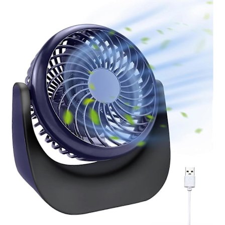 USB Bordvifte, Skrivebordsvifte med Sterk Luftstrøm Lavt Støynivå, 3 Hastigheter Skrivebord Bord Kjølevifte med USB-Drevet
