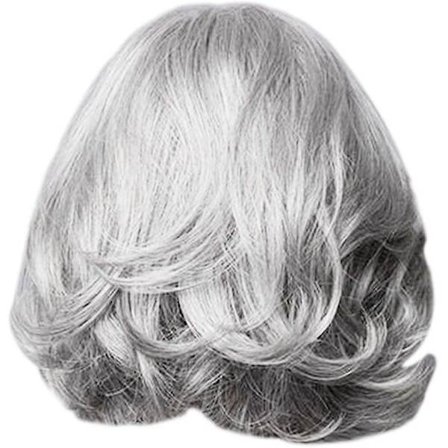 Fashion Kvinder Kort Krøllet Hår Paryk Sølv Grå Rinka Hårklipning Parykker Naturligt Udseende Exquisit
