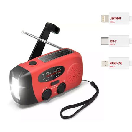 Nödradio Delux 2000mAh Powerbank Dynamo VevRadio Solcell 3-USB