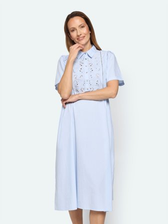 JENSEN - Kjole - Lys Blå - Broderie Anglaise