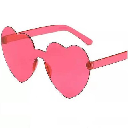 2 stk. hjerteformede kantløse Valentinsdag-solbriller Candy Color Ramløse kærlighedsbriller Tonede briller (Rød)