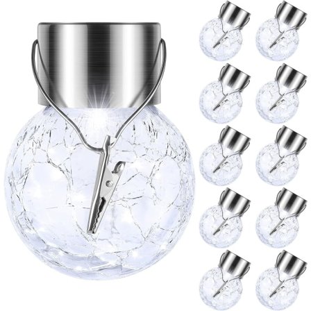 10-pack Solcellslampor för Utomhus, Dekorativa Solcellslampor med Sprickt Glas, Sprickt Glas Solcellslampor