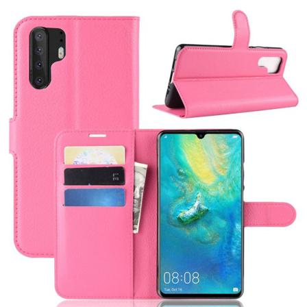 Huawei P30 Pro - Litchi Plånboksfodral - Rosa Pink Rosa