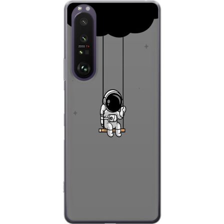 Kompatibelt Mobilskal till Sony Sony Xperia 1 III Söt astronaut som sitter på en gunga under ett mörkt moln, minimalistisk illustration perfekt fö