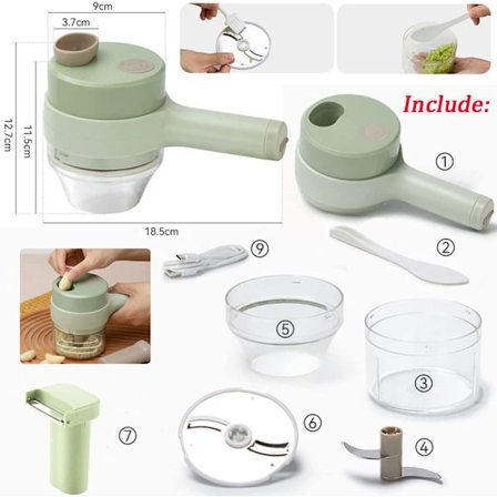 Multifunktion 4-i-1 Elektrisk grönsaksskärare Handhållen Vitlöksskärare Mathackare Köttkvarn Maskin Köksprylar