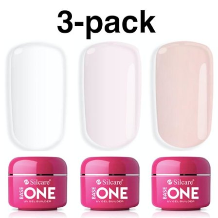 3-pack Base one - Builder - Clear, Pink, French pink 45g UV-gel