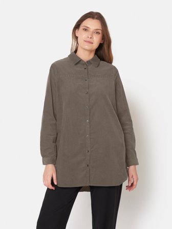 SIGNATURE - Skjorte - Kold Brun - Fløjl