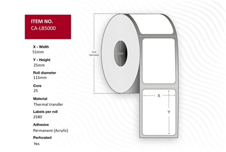Capture Label 51x25, Core 25, Thermal