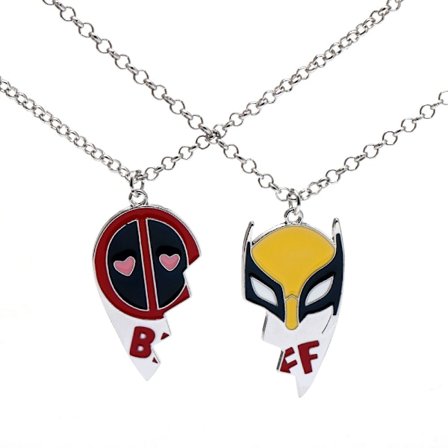 Gos- Movie Deadpool & Wolverine Deadpool 3 Creative Personality Red and Yellow Stitched Necklace 2