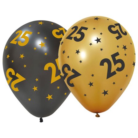 Latexballoner med Stjerner & Tallet 25 6-pak