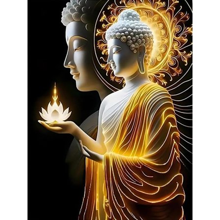 Buddha 5D Diamantmosaikk - Åndelig design, Full drill perlekunst, DIY hjemmeinnredning 30x40 cm