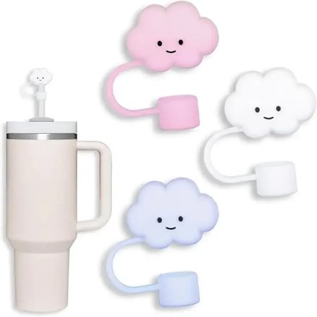 3 Pack Kompatibel med Stanley 40 Oz Tumbler, 10mm Cloud Shape Straw Dekker Cap, Cute Silicone Cloud Straw Dekker