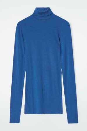 COS Women's Merino Wool Turtleneck Top in Blue