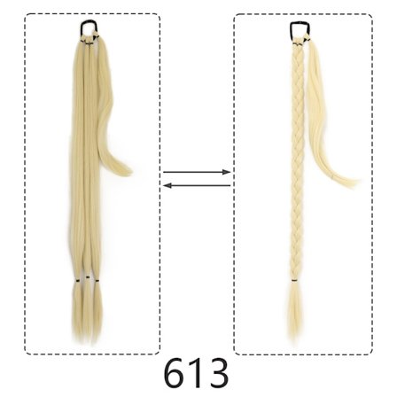 34" Erikoispitkä poninhäntä hiussolmiolla synteettinen punos poninhäntäpidennys Luonnolliset mustat hiukset Suorat tekohiukset itse punottu