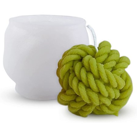 Silikonform i form av en boll av ull 3D, 3d silikonboll av ull, formar silikonljusform