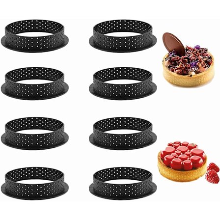8 stk Tart Ring Former, Mini Tart Ringer Kompatibel med Baking, Kake Sirkel Kutter