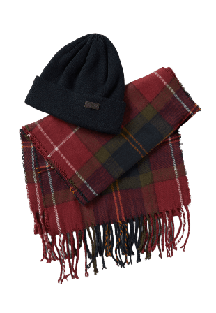 Barbour Swinton Beanie & Galingale Scarf Gift Set Halsdukar scarves Herr Röd ONESIZE