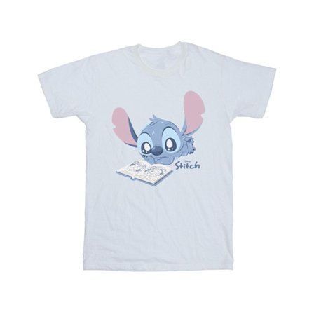 Lilo & Stitch Herr T-shirt Läser Liggande Bomull T-Shirt M Vit
