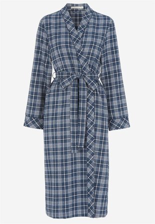 Cellbes of Sweden - Rutete morgenkåpe i flanell i blå / rutete for damer i størrelse 38/40