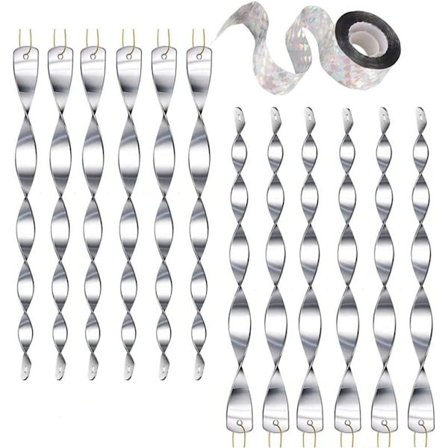 12 stk. fugleskræmmer, 50 m fugleskræmmerstrimmel, lysende spiral