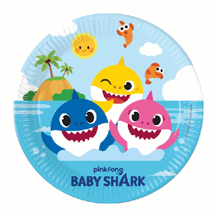 Papperstallrik "Baby Shark" 23cm 8-pack