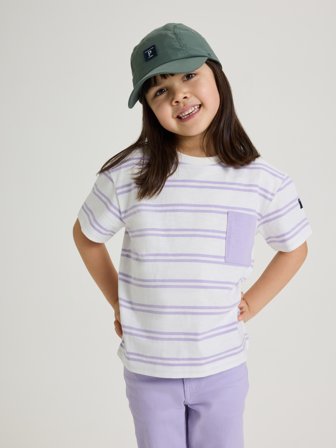 Polarn O. Pyret - Striped T-shirt - 110 - Childrenswear - purple
