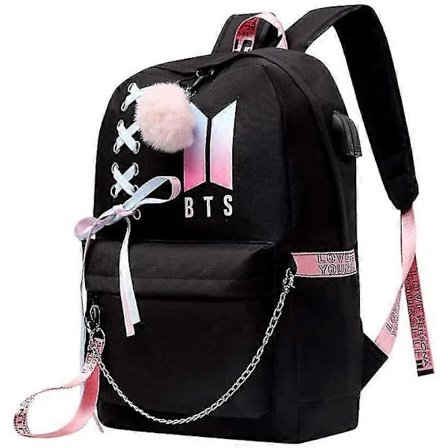 Ryggsekk for ungdomsskolen, B-t-s College Casual Bag sidekonfigurasjon USB-grensesnitt og hodetelefonkontakt. (svart 1)