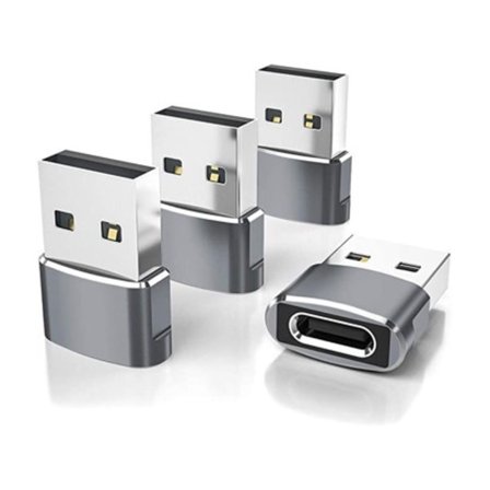 4-pakning USB til USB-C-adapter, Type-C hun til A hann billaderkonverter for nye iPhone 16 Pro Max Plus 15 14 13, Appl-FD17-