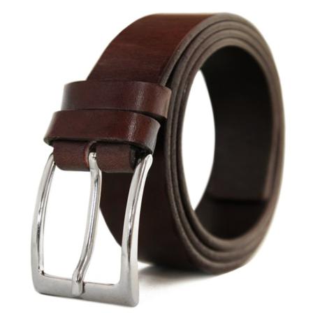 Herrbälte i äkta oxläder (svart eller brun) Svart - 105 cm (midjemått)