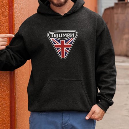 Triumph klassisk motorcykel logga huvtröja hoodie