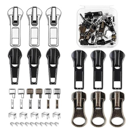 Lynlås Reparationssæt, 5 Lynlås Udskiftnings Slider Sæt, Lynlåse Træk Lynlås Hoved Bundstop og Topstop Fiks Lynlås på