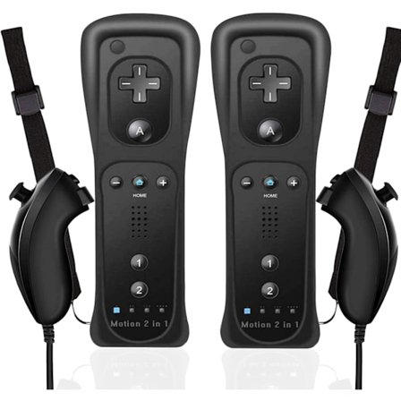 2 kpl 2-in-1 kaukosäädin Wii:lle Motion Plus - ja Nunchuck-FF:llä