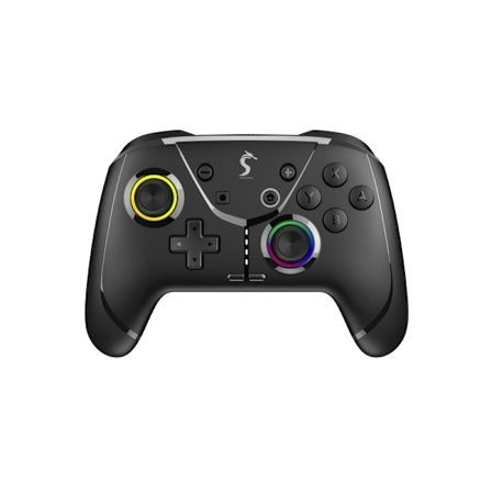 Sort trådløs controller til Switch NS Steam PC TV Android iOS med RGB-belysning og vibration, kontinuerlig programmeringsspil