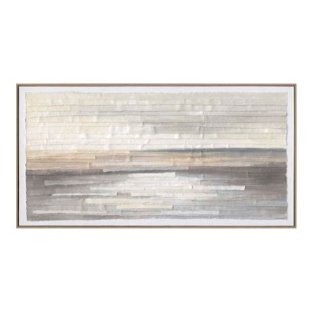 Landskabslærredskunst – 60x120 cm, hvid/beige/grå